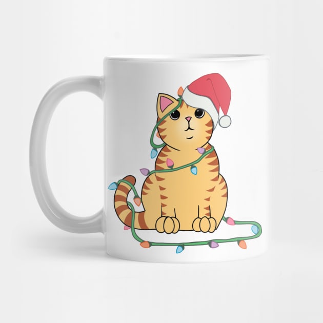 Orange Tabby Cat Christmas lights funny cat lover xmas hat by xenotransplant